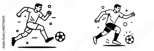 Dynamic soccer players in action running towards the ball