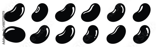 Easter jelly bean Silhouette vector icon set. Easter vector icons on white background and Vector illustration.