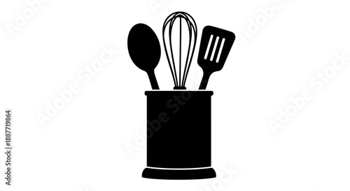 Kitchen Utensils in Holder Silhouette.