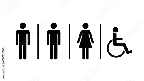Restroom Signage Icons for Men Women and Disabled Access.