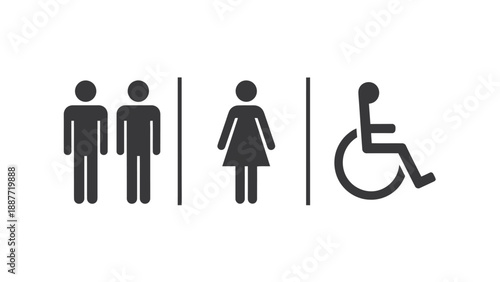 Restroom Signage for Men Women and Disabled Access.