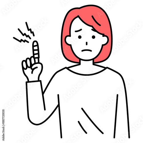 指を怪我している若い女性