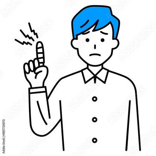 指を怪我している若い男性