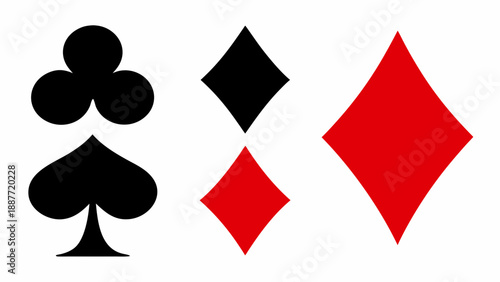 Playing card suits clubs diamonds and hearts displayed in a simple arrangement