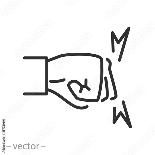 kick hand icon, punch line art vector