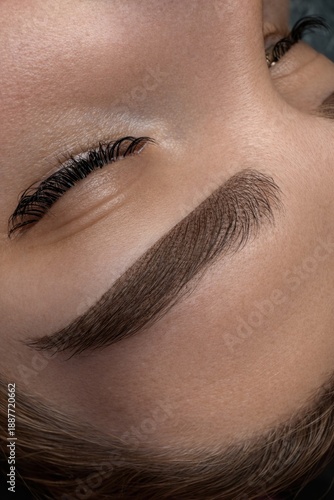 Wallpaper Mural Woman eyebrow with perfect shape after microblading on light skin. Permanent makeup procedure for beauty studio advertisement. Torontodigital.ca