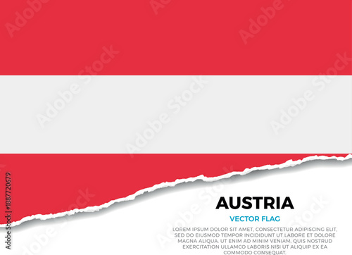 Flag of Austria. Creative Torn Paper Edge Effect on transparent background