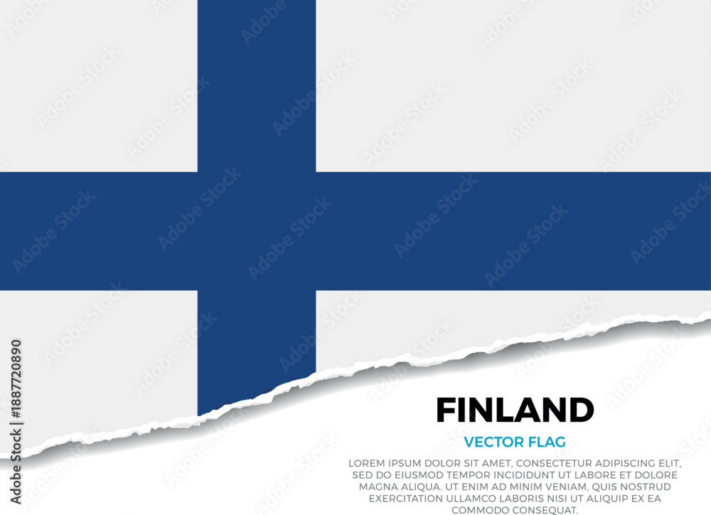 Naklejka premium Flag of Finland. Creative Torn Paper Edge Effect on transparent background