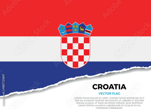 Flag of Croatia. Creative Torn Paper Edge Effect on transparent background