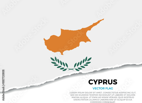 Flag of Cyprus. Creative Torn Paper Edge Effect on transparent background