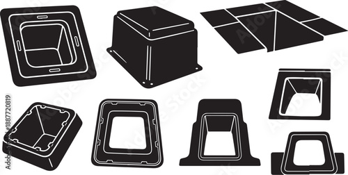 Various 3D box templates for design and illustration purposes
