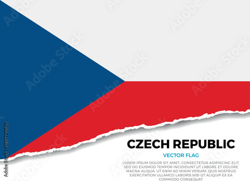 Flag of Czech Republic. Creative Torn Paper Edge Effect on transparent background