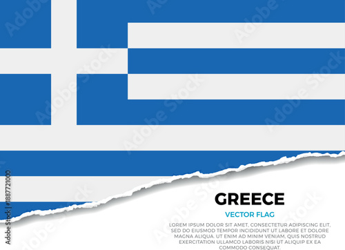 Flag of Greece. Creative Torn Paper Edge Effect on transparent background