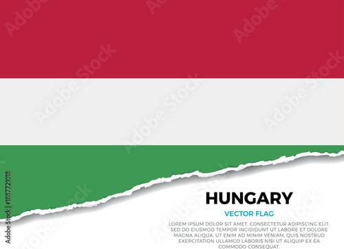 Flag of Hungary. Creative Torn Paper Edge Effect on transparent background