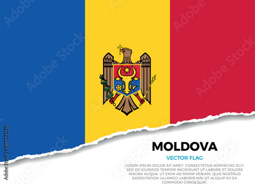Flag of Moldova. Creative Torn Paper Edge Effect on transparent background