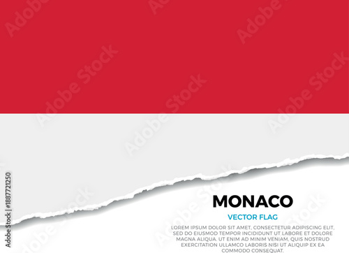 Flag of Monaco. Creative Torn Paper Edge Effect on transparent background