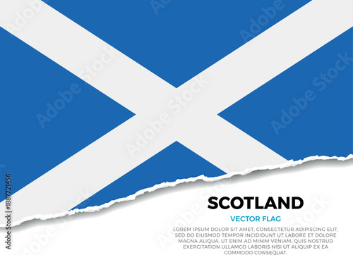 Flag of Scotland. Creative Torn Paper Edge Effect on transparent background