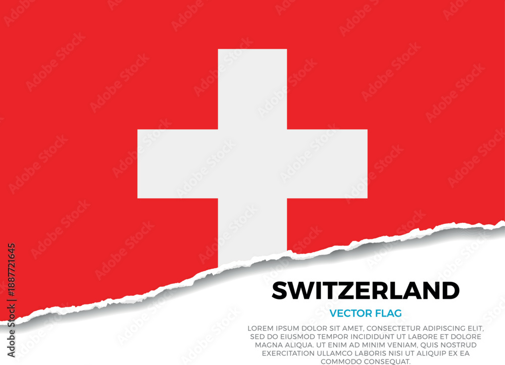Obraz premium Flag of Switzerland. Creative Torn Paper Edge Effect on transparent background