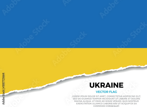 Flag of Ukraine. Creative Torn Paper Edge Effect on transparent background
