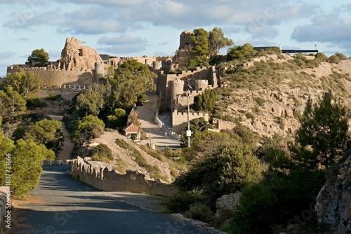 View of the artillery fortification Bateria Castillios (C-1), Cabo Pinoso near Cartagena city. Spain. Europe.