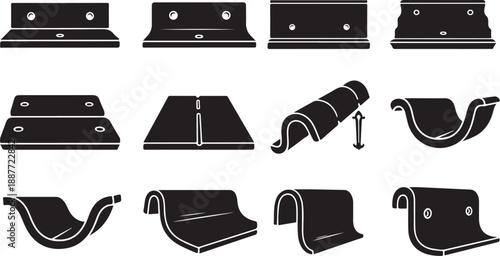 Various Metal Bracket and Plate Illustrations in Black Color