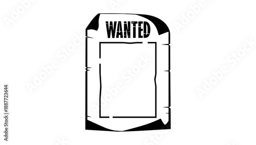 Wanted poster, black isolated silhouette
