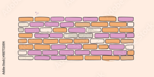 Colorful brick wall illustration