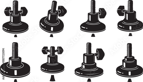 Black and white illustration of various suction cup holders