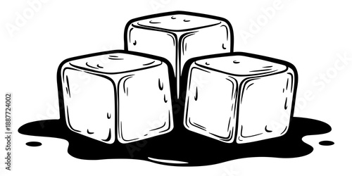 Three ice cubes