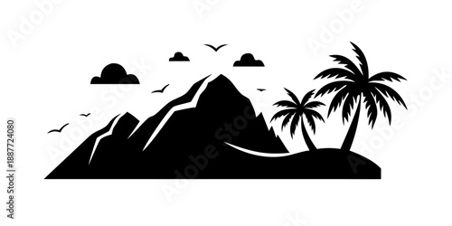 Tropical mountain silhouette