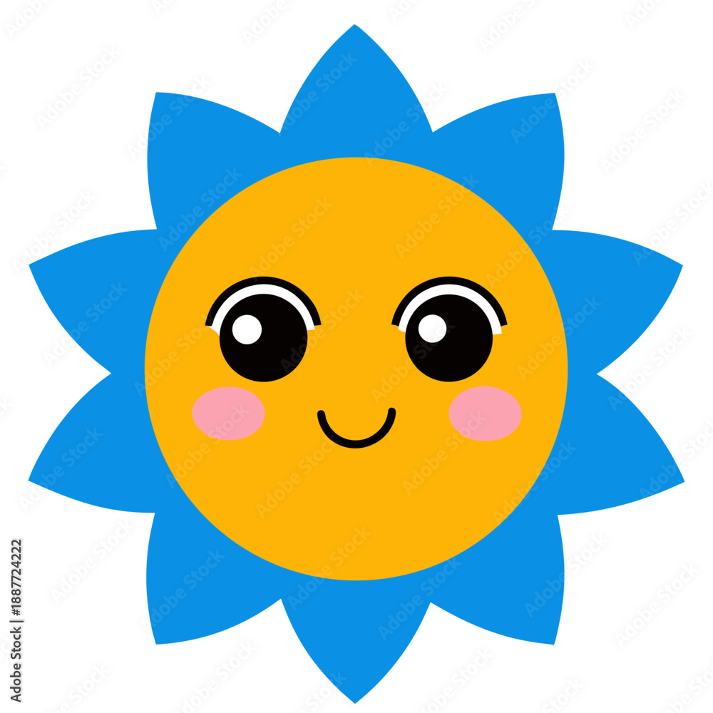 Obraz premium Cartoon sun with face
