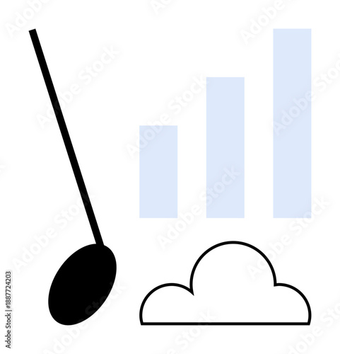 Data analysis concept. Data analysis with bar chart, cloud computing, and connectivity. Data analysis for technology, business growth, digital tools, reports, and software solutions
