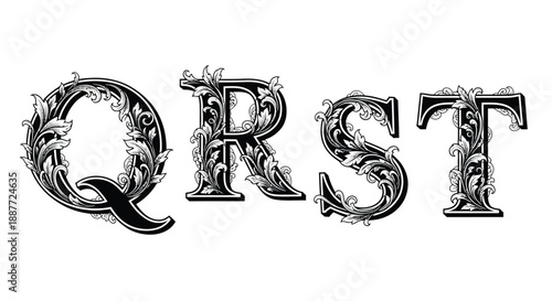 vector illustration of a letters Q R S T 