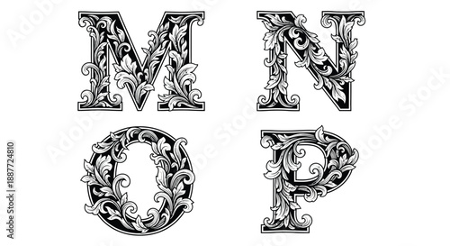decorative letters M to P 