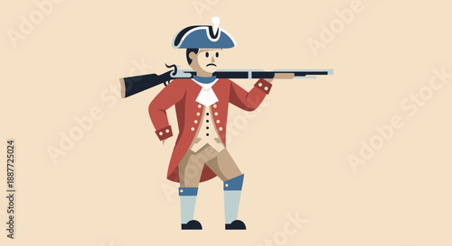 Illustration of Colonial Soldier with Rifle.