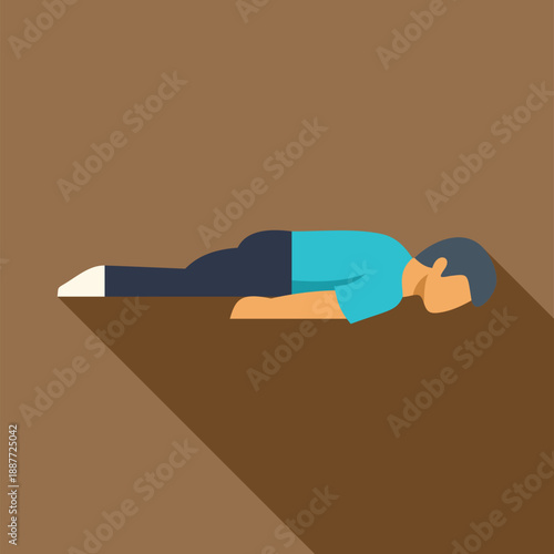 Young man lying face down, depicting exhaustion, defeat, or giving up