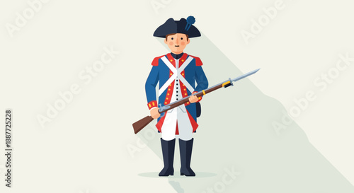 Illustration of Colonial American Soldier with Rifle.