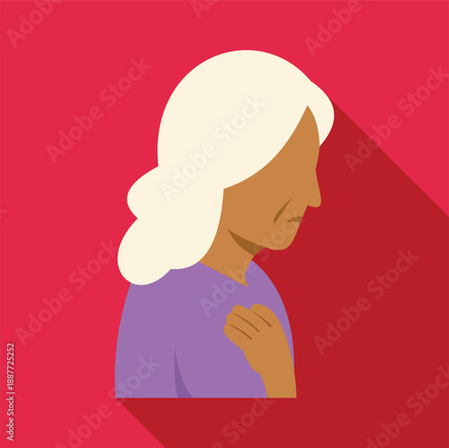 Elderly woman holding her chest, feeling pain, grief, and sadness