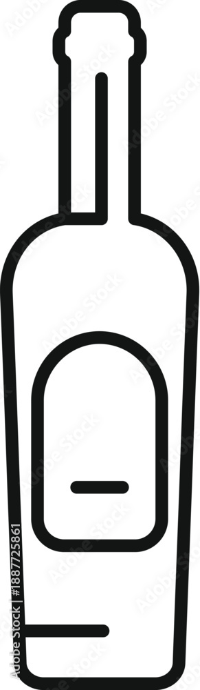 Obraz premium Simple line drawing of a wine bottle, emphasizing its elegant shape and label area