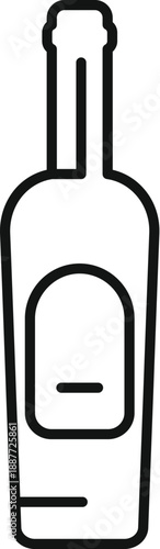 Simple line drawing of a wine bottle, emphasizing its elegant shape and label area