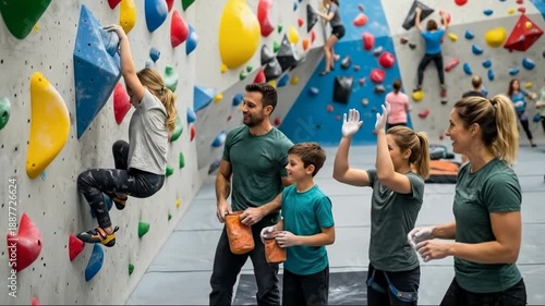 Family bouldering adventure: inspiring climbing progress for all ages in indoor gym