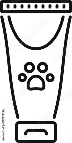 Pet paw cream tube icon representing animal skin and pad care