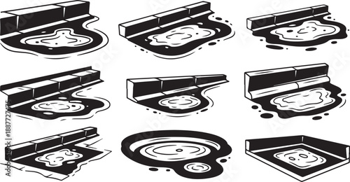Black and white illustration of melting compact discs