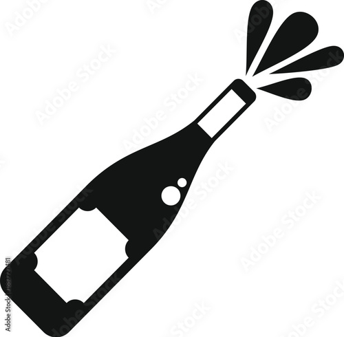 Champagne bottle with liquid spraying, symbolizing celebration and success