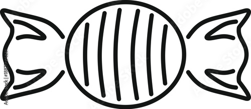 Candy drawing displaying a sweet treat in wrapper, representing food and dessert icon