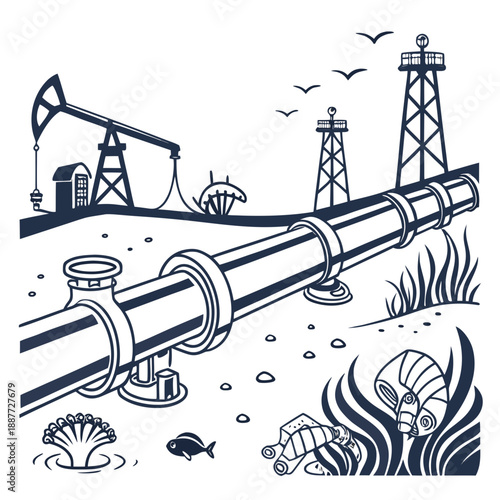 Offshore oil pipeline and marine life