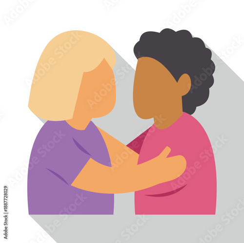 Two women embracing, showing understanding, friendship, and care