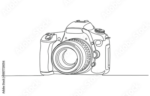 Continuous one line drawing of film Digital camera.