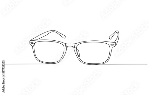 Continuous one line drawing of eyeglasses or sunglasses.
