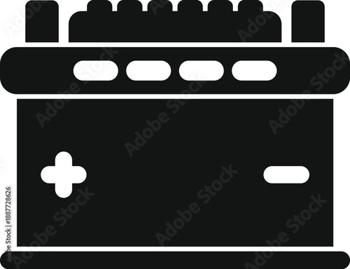 Car battery icon with positive and negative terminals displaying automotive power